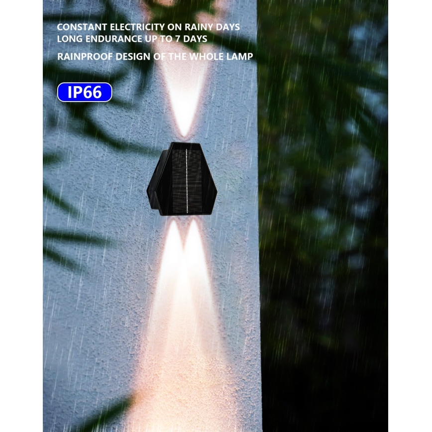 Soldrevet LED væglampe med sensor LED/2W/5V IP54 1300 mAh