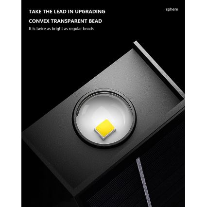 Soldrevet LED væglampe med sensor LED/2W/5V IP54 1300 mAh