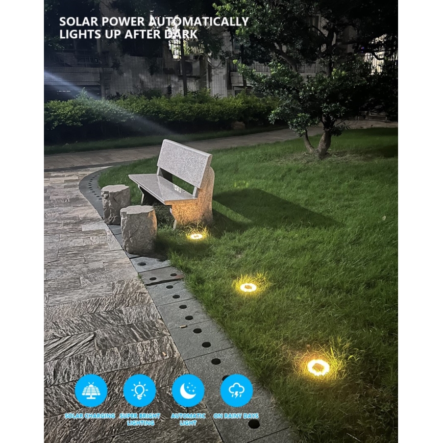 SÆT MED 4x LED Udendørs solcellelampe med sensor LED/0,048W/2V IP68 600 mAh