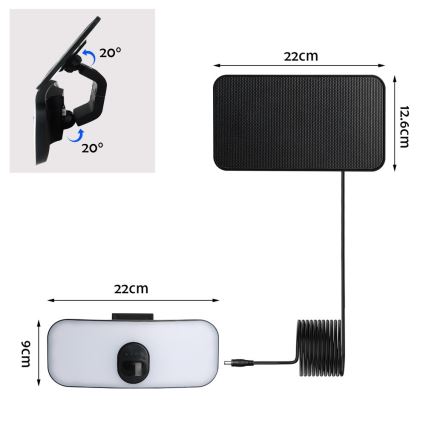 Soldrevet LED væglampe med sensor LED/13W/3,7V 4000K IP65 400 mAh