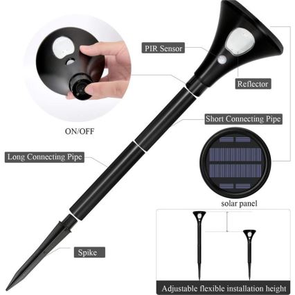 LED solcellelampe med sensor LED/1W/3,7V 6000K IP65 1500 mAh
