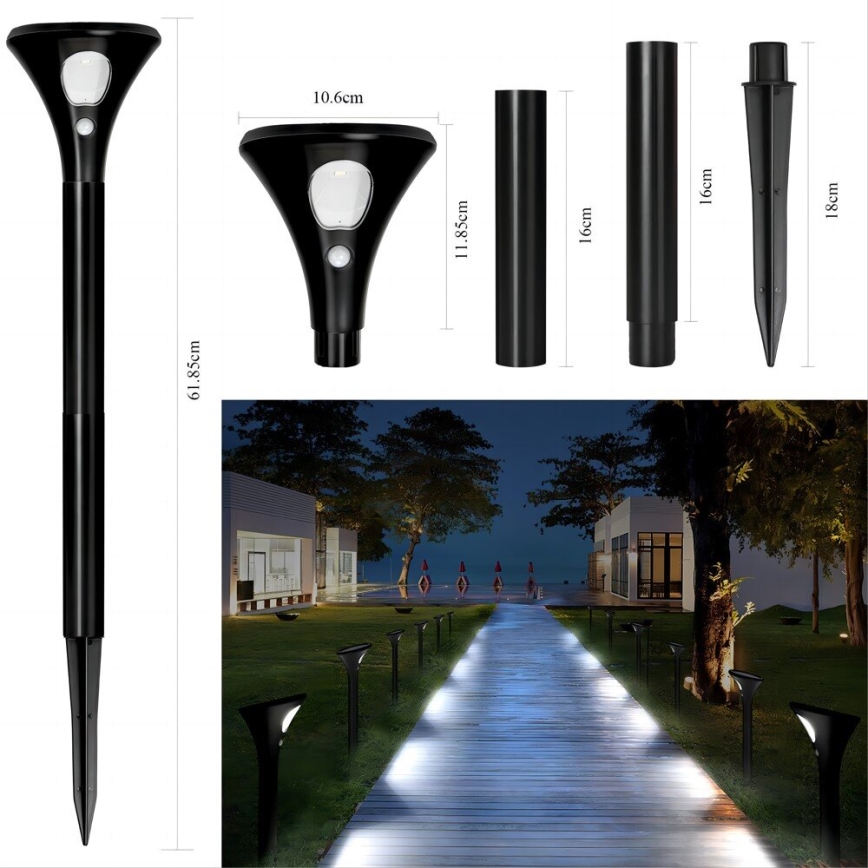 LED solcellelampe med sensor LED/1W/3,7V 6000K IP65 1500 mAh