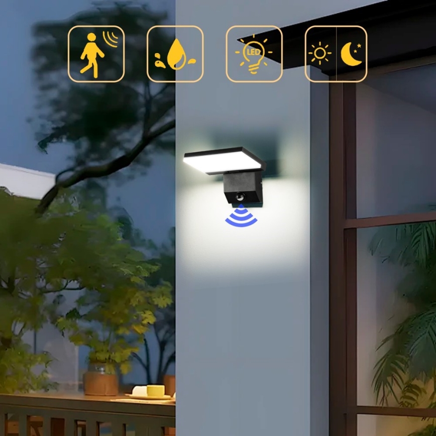 LED udendørs væglampe med sensor MODERN LED/18W/230V IP65