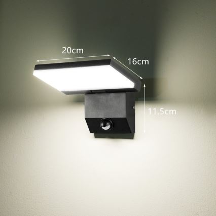 LED udendørs væglampe med sensor MODERN LED/18W/230V IP65