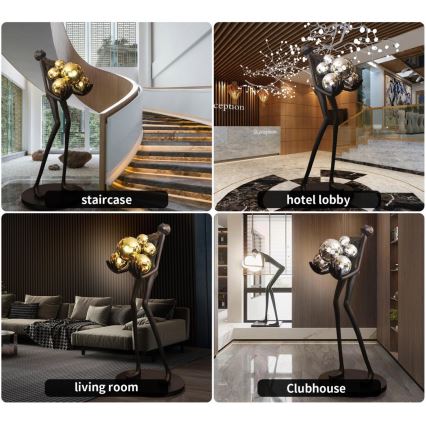 Gulvlampe SILUETTE 6xE27/25W/230V 180 cm Human Ball