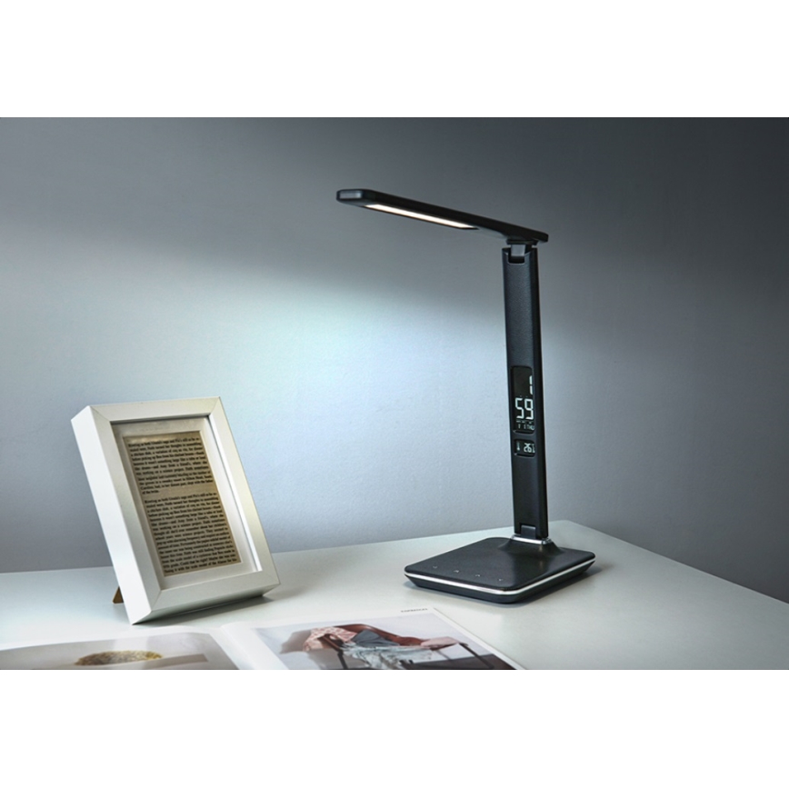 LED bordlampe m. display dæmpbar KINGFISHER LED/9W/230V/12V sort