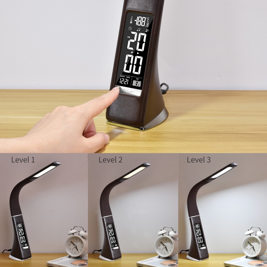 LED bordlampe med display dæmpbar LEATHER LED/7W/230V
