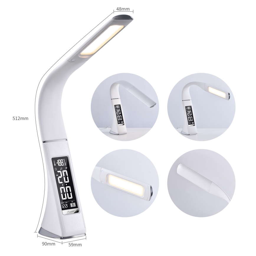 LED bordlampe med display dæmpbar LEATHER LED/7W/230V hvid