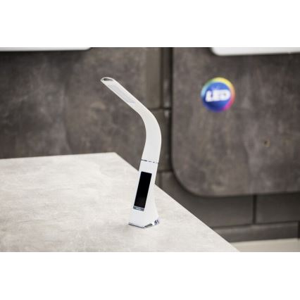 LED bordlampe med display dæmpbar LEATHER LED/7W/230V hvid