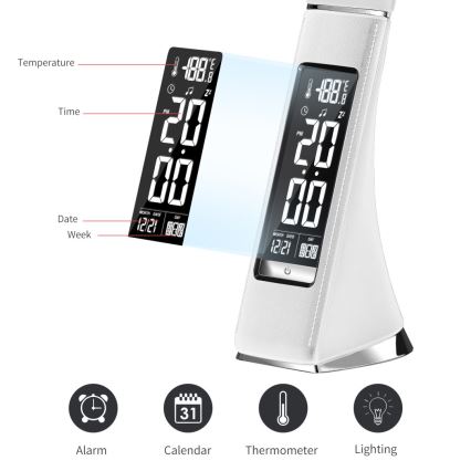 LED bordlampe med display dæmpbar LEATHER LED/7W/230V hvid