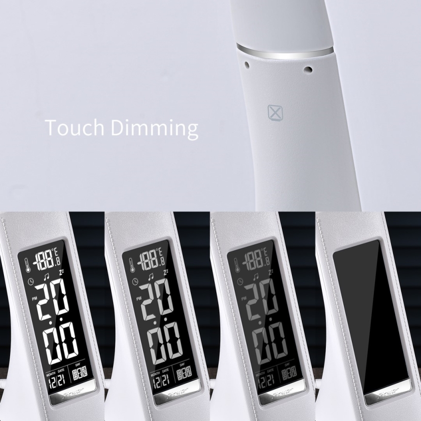 LED bordlampe med display dæmpbar LEATHER LED/7W/230V hvid