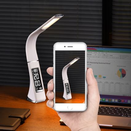 LED bordlampe med display dæmpbar LEATHER LED/7W/230V hvid