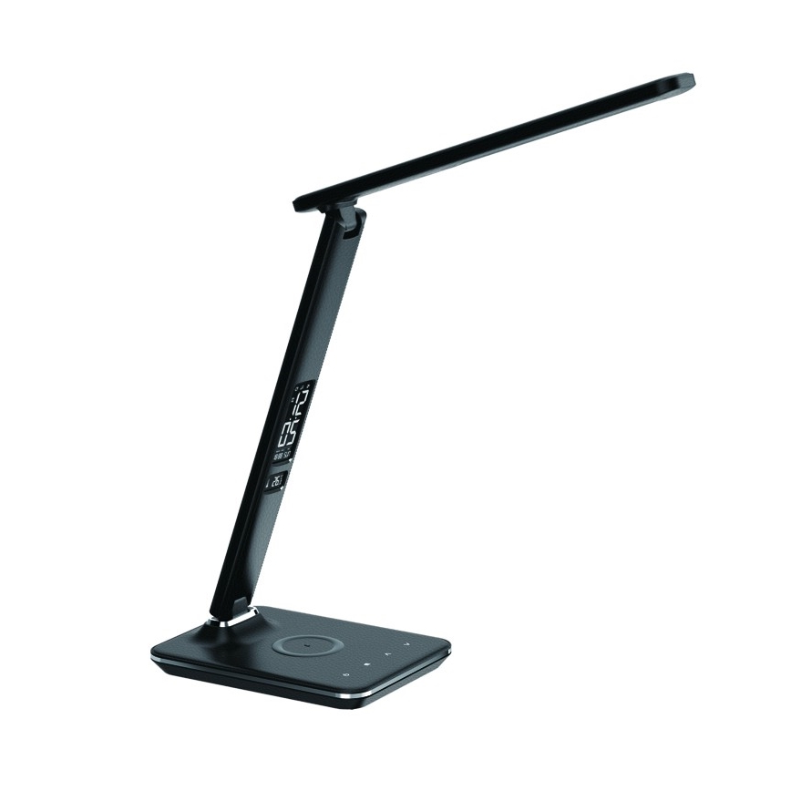 LED bordlampe m. trådløs opladning dæmpbar QI og USB KINGFISHER LED/8,5W/230V sort