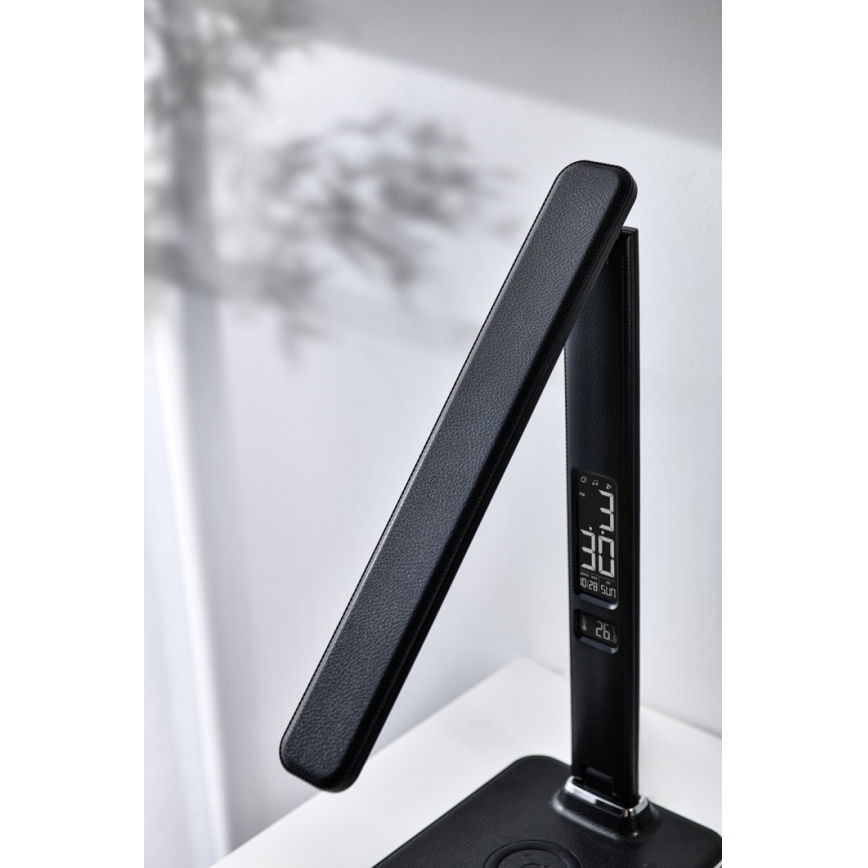 LED bordlampe m. trådløs opladning dæmpbar QI og USB KINGFISHER LED/8,5W/230V sort
