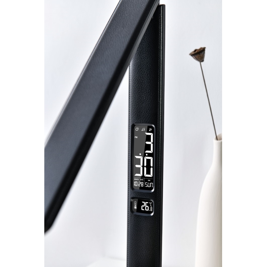 LED bordlampe m. trådløs opladning dæmpbar QI og USB KINGFISHER LED/8,5W/230V sort