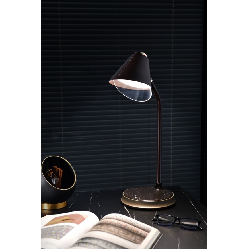 LED bordlampe m. trådløs opladning dæmpbar FINCH LED/9W/12/230V brun/guldfarvet