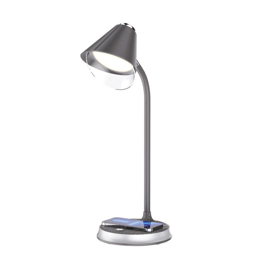 LED bordlampe m. trådløs opladning dæmpbar FINCH LED/9W/12/230V grå/skinnende krom