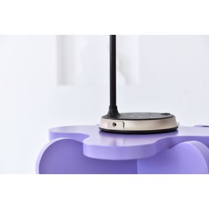 LED Dæmpbar bordlampe med trådløs opladning FINCH LED/9W/12/230V grå/skinnende krom