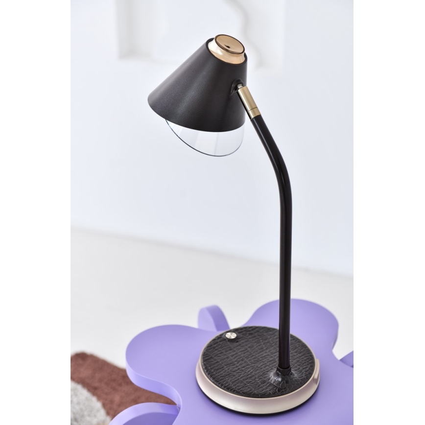 LED Dæmpbar bordlampe med trådløs opladning FINCH LED/9W/12/230V grå/skinnende krom