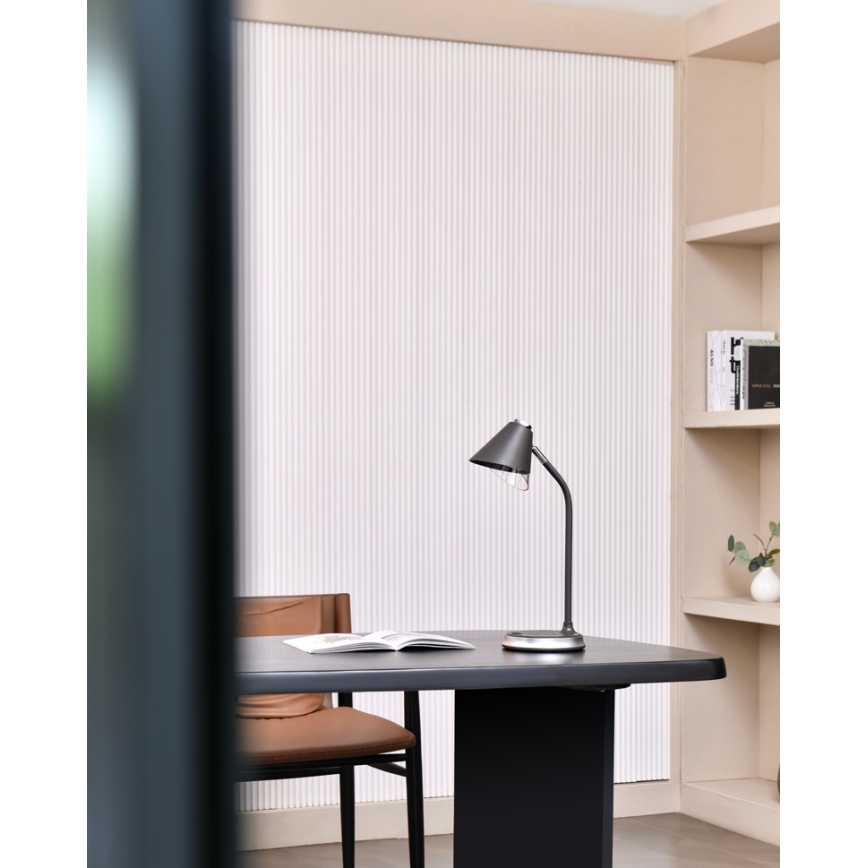 LED Dæmpbar bordlampe med trådløs opladning FINCH LED/9W/12/230V grå/skinnende krom