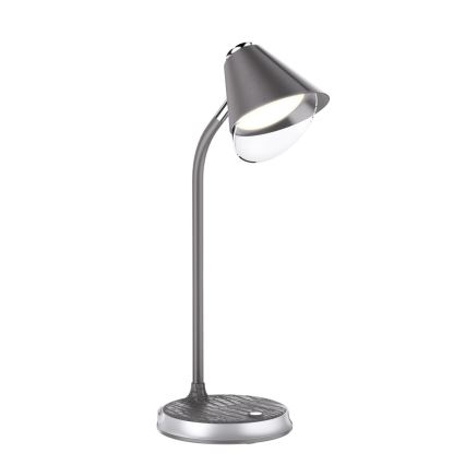 LED Dæmpbar bordlampe med trådløs opladning FINCH LED/9W/12/230V grå/skinnende krom
