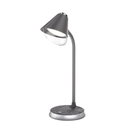 LED Dæmpbar bordlampe med trådløs opladning FINCH LED/9W/12/230V grå/skinnende krom