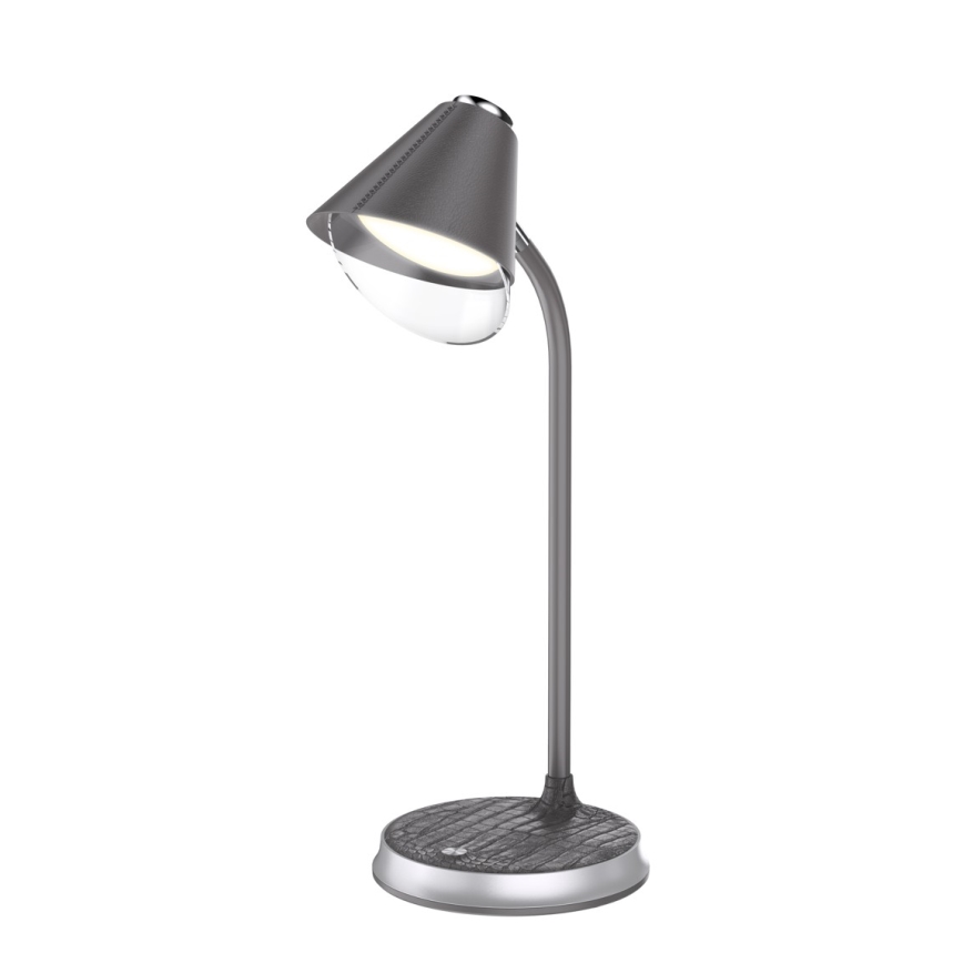LED Dæmpbar bordlampe med trådløs opladning FINCH LED/9W/12/230V grå/skinnende krom