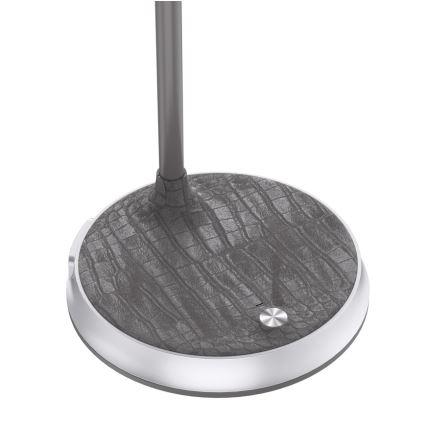 LED Dæmpbar bordlampe med trådløs opladning FINCH LED/9W/12/230V grå/skinnende krom