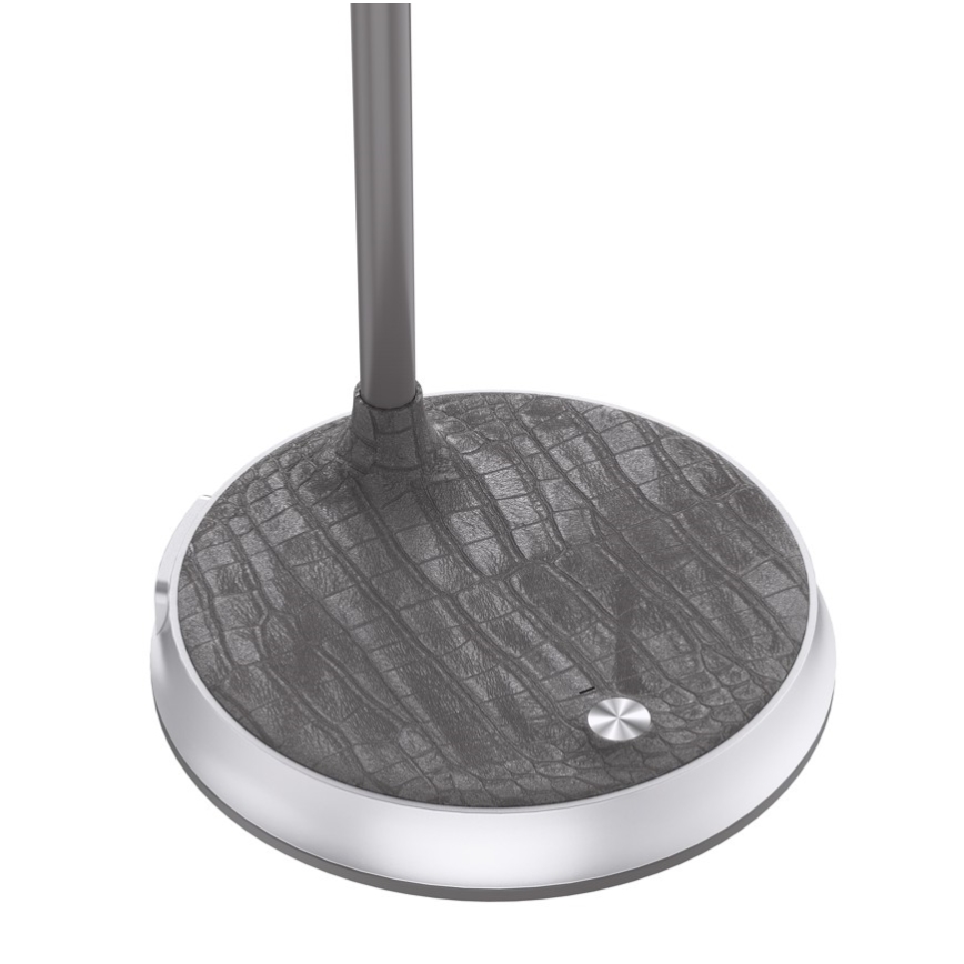 LED Dæmpbar bordlampe med trådløs opladning FINCH LED/9W/12/230V grå/skinnende krom