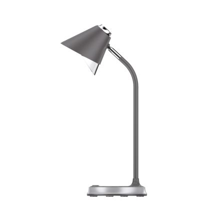 LED Dæmpbar bordlampe med trådløs opladning FINCH LED/9W/12/230V grå/skinnende krom