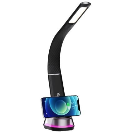LED RGB Dæmpbar bordlampe med trådløs opladning CORELLA LED/7W/12/230V sort
