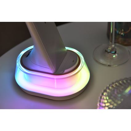 LED RGB Bordlampe m. trådløs opladning dæmpbar CORELLA LED/7W/12/230V hvid