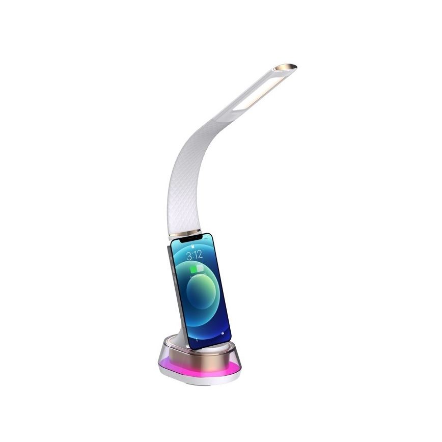 LED RGB Bordlampe m. trådløs opladning dæmpbar CORELLA LED/7W/12/230V hvid