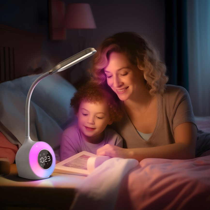 LED RGBW Bordlampe dæmpbar med vækkeur FALCON LED/10W/12V