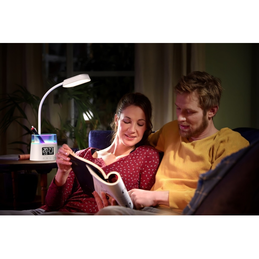 LED bordlampe med RGBW-farver og blyantsholder dæmpbar FALCON LED/10W/5V