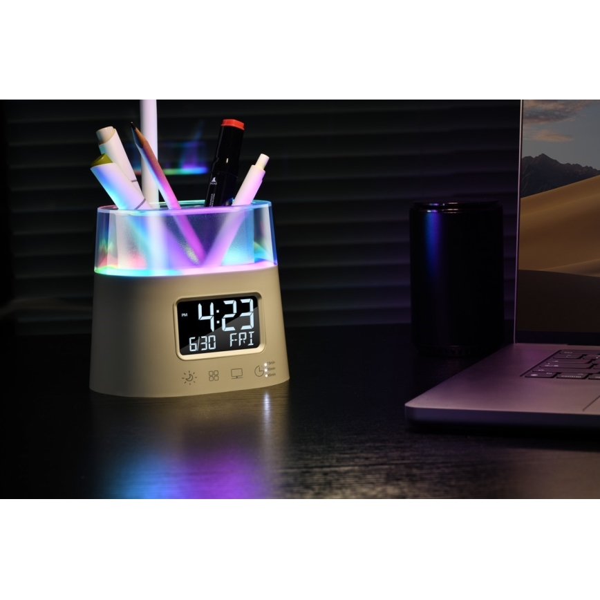 LED bordlampe med RGBW-farver og blyantsholder dæmpbar FALCON LED/10W/5V