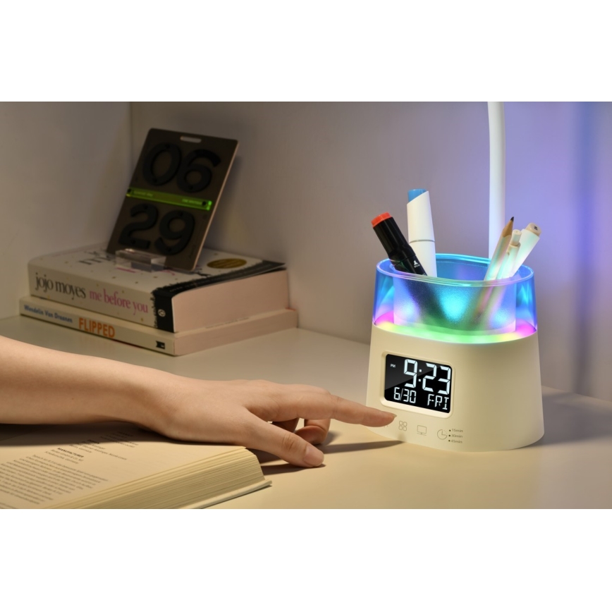 LED bordlampe med RGBW-farver og blyantsholder dæmpbar FALCON LED/10W/5V