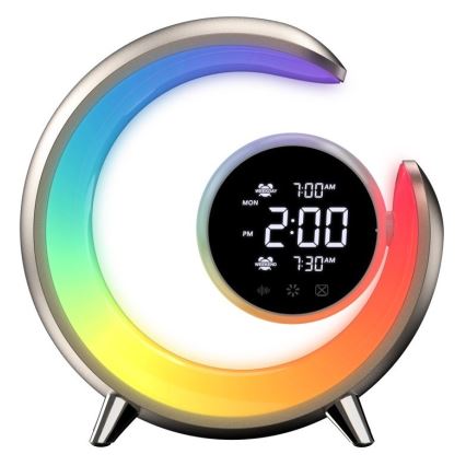 LED bordlampe RGBW-farver dæmpbar med vækkeur PEACOCK LED/20W/5V USB