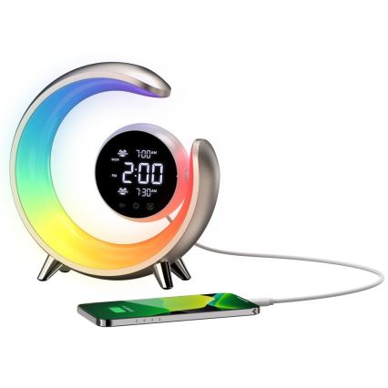 LED bordlampe RGBW-farver dæmpbar med vækkeur PEACOCK LED/20W/5V USB