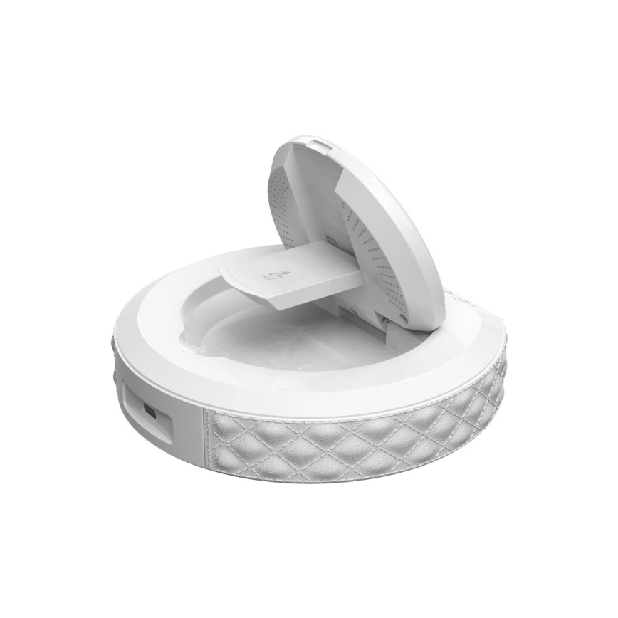 Vækkeur med LCD-display og trådløs Qi oplader 27W/9V 220 mAh hvid