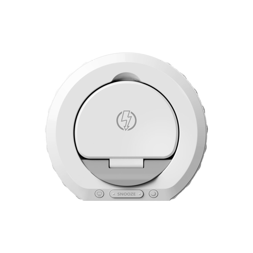 Vækkeur med LCD-display og trådløs Qi oplader 27W/9V 220 mAh hvid