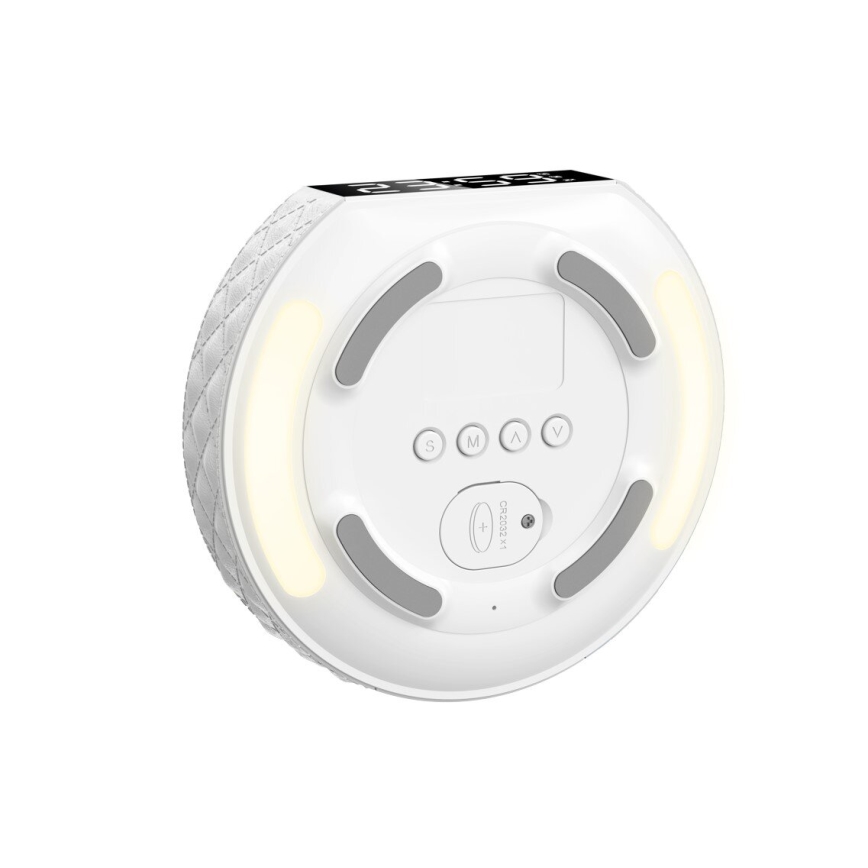 Vækkeur med LCD-display og trådløs Qi oplader 27W/9V 220 mAh hvid