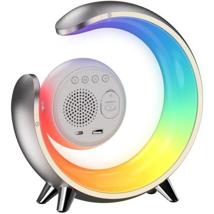 LED bordlampe m. RGBW-farver m. vækkeur dæmpbar LED/20W/5V USB sølvfarvet