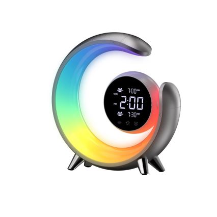 LED bordlampe m. RGBW-farver m. vækkeur dæmpbar LED/20W/5V USB sølvfarvet