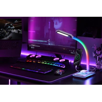 LED RGBW Bordlampe dæmpbar med Qi opladning 30W/230V 3000K/4000K/5000K sort