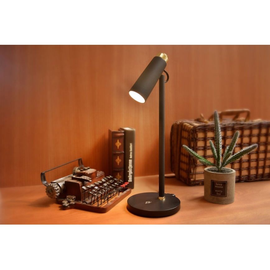 LED bordlampe dæmpbar med trådløs Qi opladning TIT LED/12W/230V sort