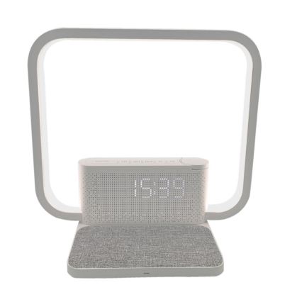 LED bordlampe dæmpbar med vækkeur og Qi opladning LED/18W/230V hvid