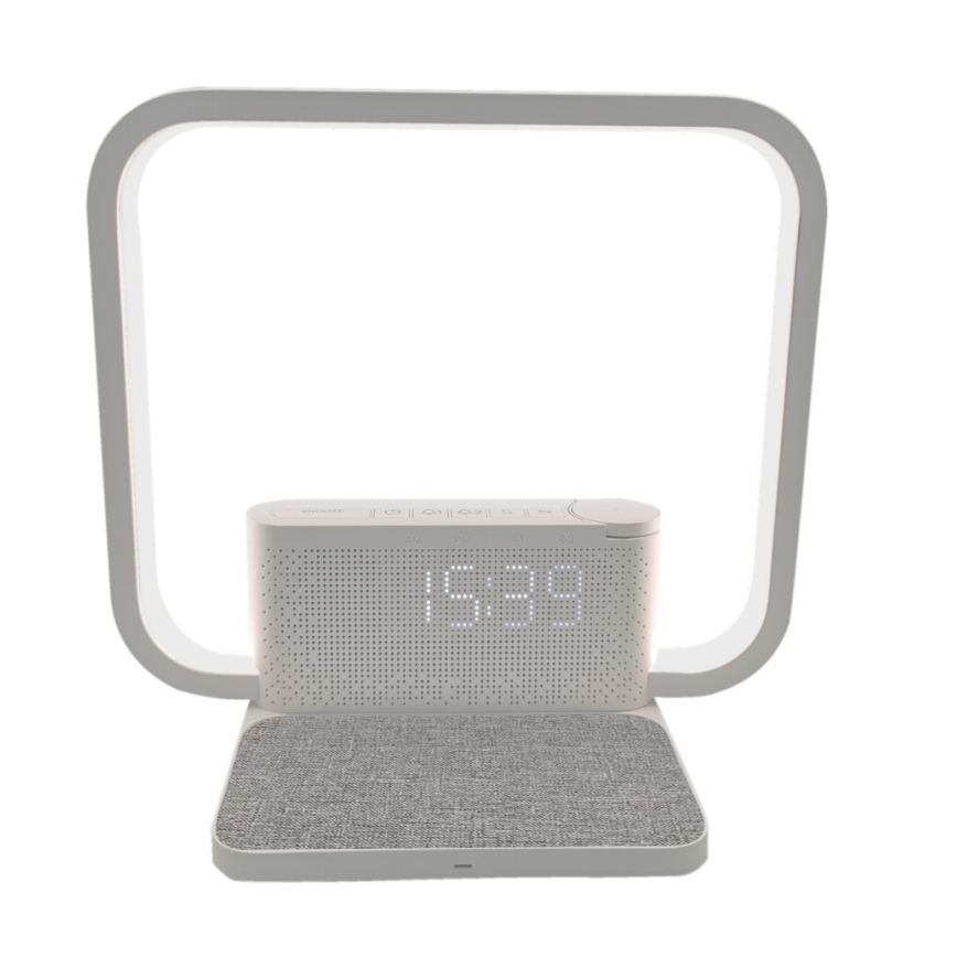 LED bordlampe dæmpbar med vækkeur og Qi opladning LED/18W/230V hvid