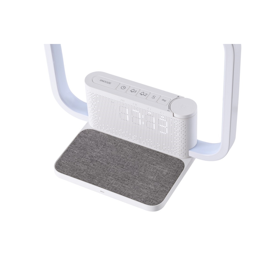 LED bordlampe dæmpbar med vækkeur og Qi opladning LED/18W/230V hvid