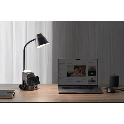 LED+CCT Dæmpbar bordlampe med trådløs Qi-opladning IDEAL LED/8W/230V 2700/4000/5000K brun